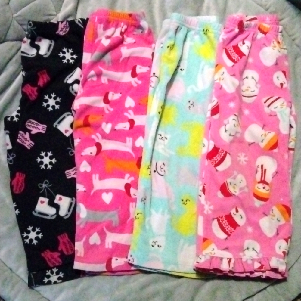 4 pair of fleece pj bottoms